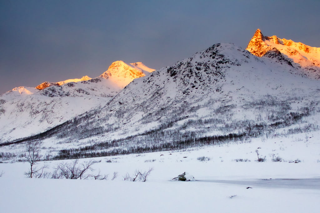 Alpenglow on a Norwegian mountain