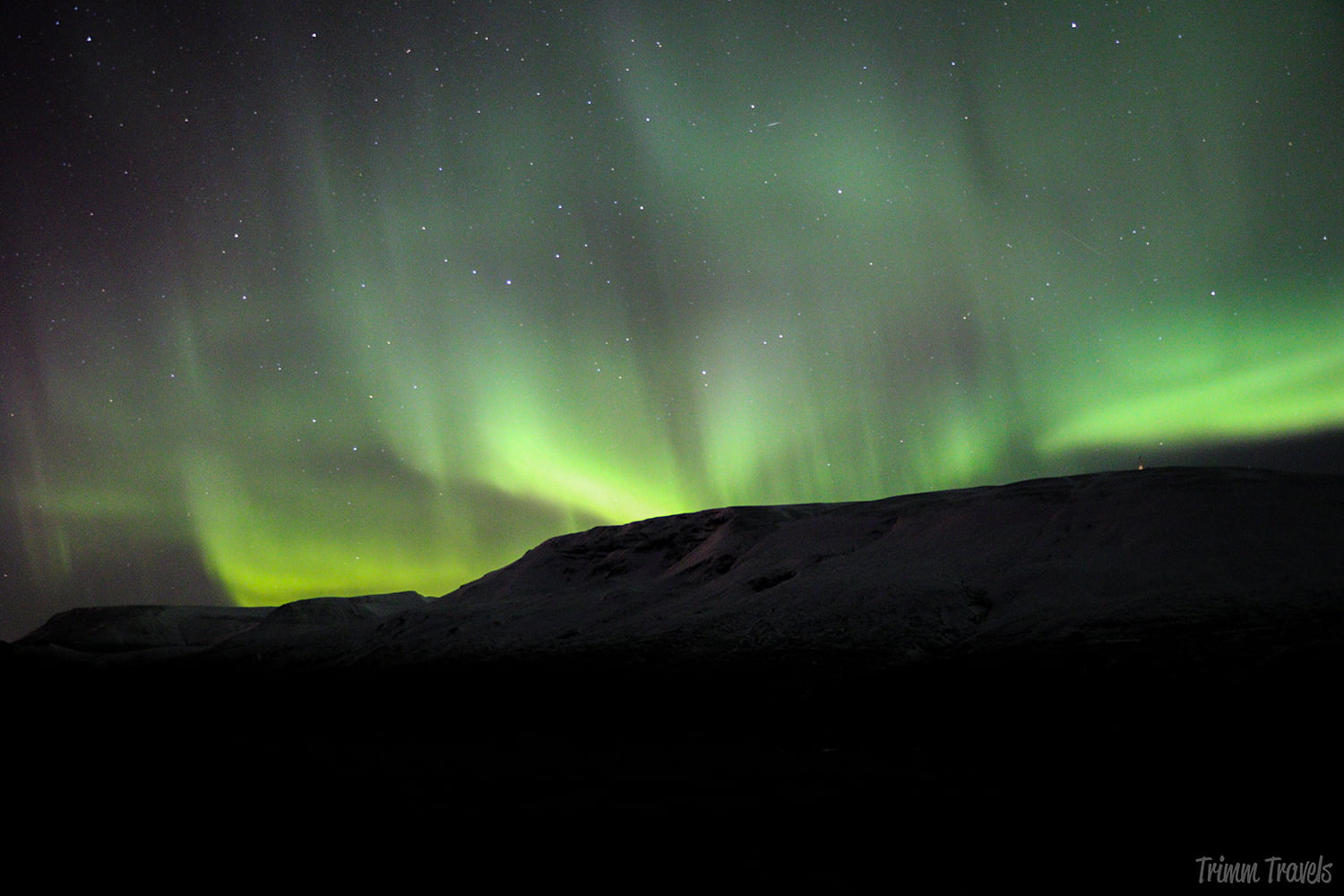 Northern lights over Thingvellir national park in Iceland