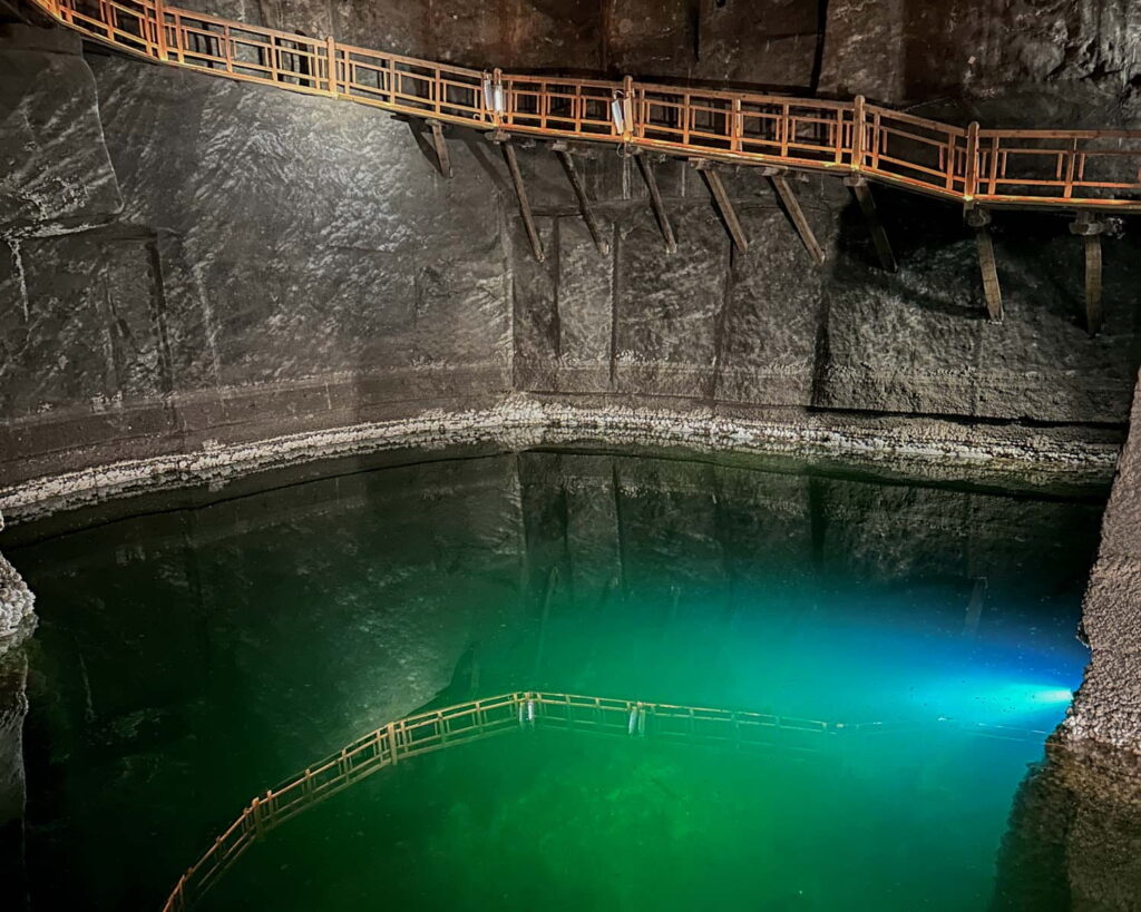 deep green lake in the Wieliczka Salt Mine